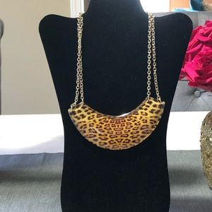 Leopard print acrylic bib necklace